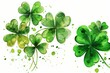 Illustration card of fresh and green clover leaves on background. St. Patrick's Day concept