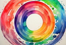 "Generative AI: Watercolor Blot Of Paint Splatter Forming A Circle."