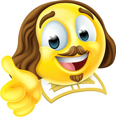 Wall Mural - A Shakespeare poet writer emoticon emoji cartoon face icon