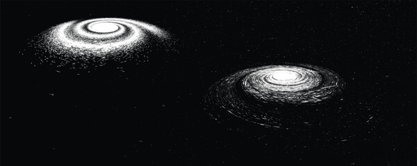 Wall Mural - spiral galaxy in space. futuristic landscape, with noise texture . night landscape .vector illustrat