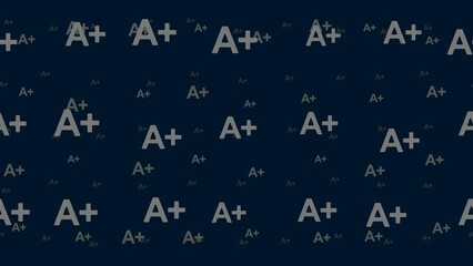 Poster - A plus symbols float horizontally from left to right. Parallax fly effect. Floating symbols are located randomly. Seamless looped 4k animation on dark blue background