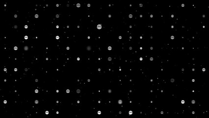 Poster - Template animation of evenly spaced masked face symbols of different sizes and opacity. Animation of transparency and size. Seamless looped 4k animation on black background with stars