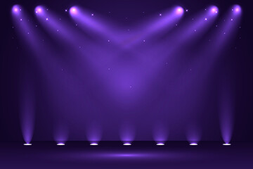 Poster - Realistic 3d violet lights background