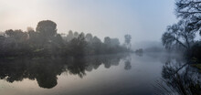 Morning Mist On An Andalusian River And The Mediterranean Forest
