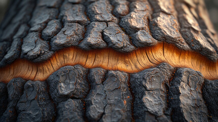 Wall Mural - Closeup view of wood bark brown texture.