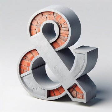 Percent mark shape created from concrete and briks. AI generated illustration