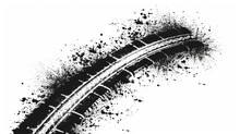 Tire Track Textured Grunge Banner. Off Road Vector Illustration Isolated On A White Background.