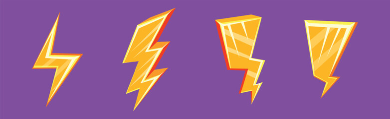 Sticker - Lightning Bolt Yellow Flash and Strike Vector Set