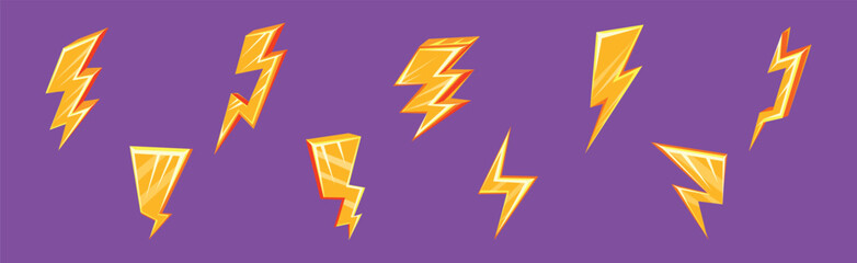 Sticker - Lightning Bolt Yellow Flash and Strike Vector Set