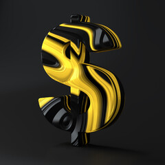 Aufkleber - Luxury Black and Gold dollar texture symbol background. Panoramic Marbling texture design
