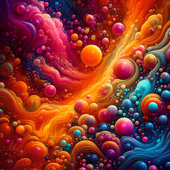 Wall Mural - abstract background with bubbles of hot oil