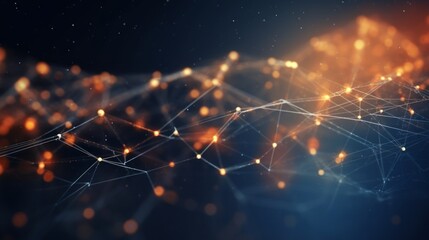 Poster - Dynamic digital network: abstract connection of dots and lines, illustrating global communication, networking, and big data visualization