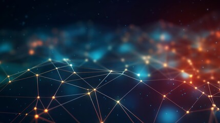 Poster - dynamic digital network: abstract connection of dots and lines, illustrating global communication, n