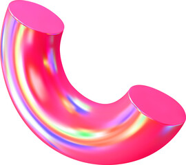 Poster - 3d render pink holographic iridescent primitive