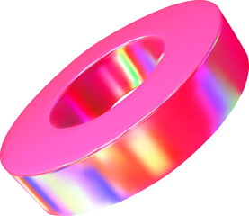 Poster - 3d render pink holographic iridescent primitive