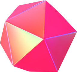 Poster - 3d render pink holographic iridescent primitive