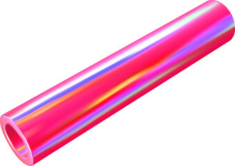 Poster - 3d render pink holographic iridescent primitive