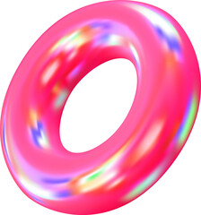 Poster - 3d render pink holographic iridescent primitive