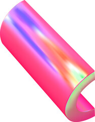 Poster - 3d render pink holographic iridescent primitive