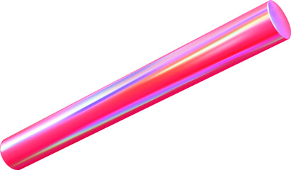 Poster - 3d render pink holographic iridescent primitive