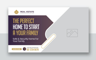 Wall Mural - Real estate home selling youtube thumbnail and web banner template	