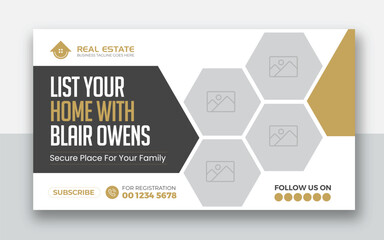 Wall Mural - Real estate home selling youtube thumbnail and web banner template	
