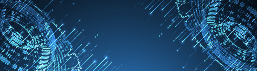 Big Data. Abstract digital futuristic wireframe vector illustration on technology background. Data mining and management concept. Hand drawn art.