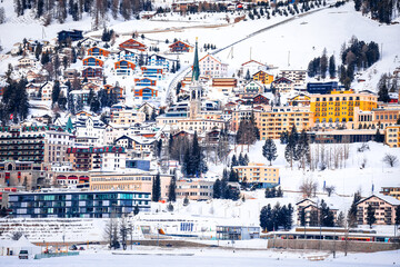 Wall Mural - Town of Sankt Moritz luxury winter travel destination view