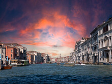 View of the old town of Venice, Italy with Canal Grande