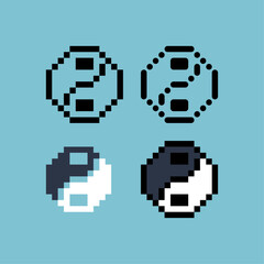 Poster - Pixel art outline sets icon of yin yang variation color. lunar yin yang icon on pixelated style. 8bits perfect for game asset or design asset element for your game design. Simple pixel art icon asset.