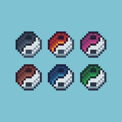 Poster - Pixel art sets icon of yin yang variation color. lunar yin yang icon on pixelated style. 8bits perfect for game asset or design asset element for your game design. Simple pixel art icon asset.