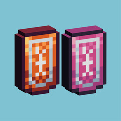 Poster - Isometric Pixel art 3d of money gift envelope icon for items asset. Angpao icon on pixelated style.8bits perfect for game asset or design asset element for your game design asset.