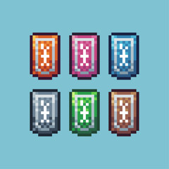 Poster - Pixel art sets icon of money gift variation color. China gift icon on pixelated style. 8bits perfect for game asset or design asset element for your game design. Simple pixel art icon asset.