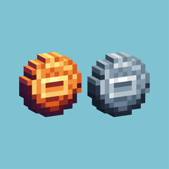 Poster - Isometric Pixel art 3d of yuan coin icon for items asset.Lunar chinese coin icon on pixelated style.8bits perfect for game asset or design asset element for your game design asset.