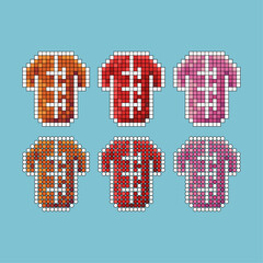 Poster - Pixel art stroke sets icon of lunar shirt variation color.Chinese shirt icon on pixelated style. 8bits perfect for game asset or design asset element for your game design. Simple pixel art icon asset.