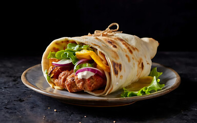 Wall Mural - Capture the essence of Shawarma in a mouthwatering food photography shot