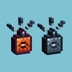 Poster - Isometric Pixel art 3d of lunar candle icon for items asset.Chinese candle icon on pixelated style.8bits perfect for game asset or design asset element for your game design asset.
