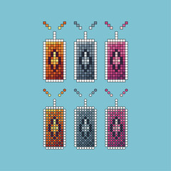 Poster - Pixel art stroke sets icon of long candle variation color. long candle icon on pixelated style. 8bits perfect for game asset or design asset element for your game design. Simple pixel art icon asset.