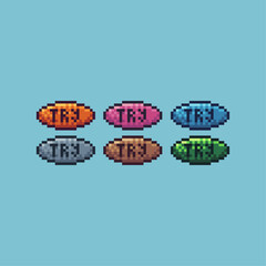 Poster - Pixel art sets icon of try button variation color. Try again icon on pixelated style. 8bits perfect for game asset or design asset element for your game design. Simple pixel art icon asset.