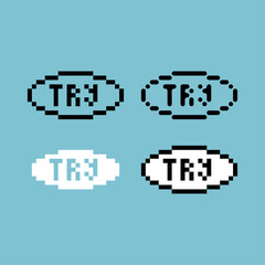 Poster - Pixel art outline sets icon of try button variation color. Try again icon on pixelated style. 8bits perfect for game asset or design asset element for your game design. Simple pixel art icon asset.