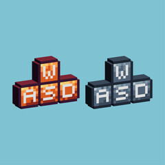 Fototapete - Isometric Pixel art 3d of main keyboard icon for items asset. WASD Keyboard icon on pixelated style.8bits perfect for game asset or design asset element for your game design asset.
