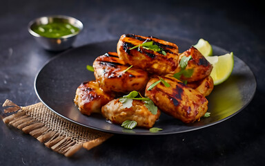 Wall Mural - Capture the essence of Tikka in a mouthwatering food photography shot