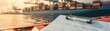 © chayantorn - Macro shot of a customs declaration form on a shipment, international harbor scene in the backdrop