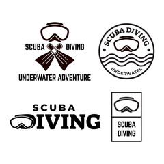 Canvas Print - Set of Scuba diving club and diving school design.