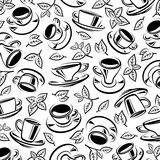 Fototapeta Sypialnia - Tea cup background, pattern set. Collection icon tea. Vector