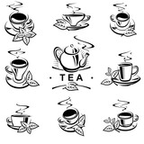 Fototapeta Sypialnia - Tea cup set. Collection icon tea. Vector