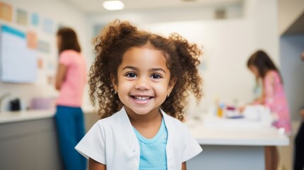 Canvas Print - Playful pediatrician providing excellent care to young patients