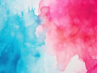 Wall Mural - Pink and blue watercolor stains on white paper background
