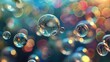 Abstract background with colourful bubbles made from shampoo or soap