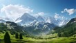 Panoramic view of the mountains in the summer. Caucasus, Russia